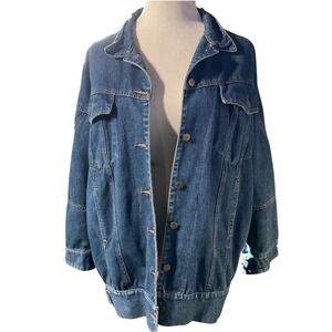 Ruth Douglas Denim Jacket Womens M Blue Vintage Oversized Slouchy Elastic Back